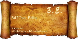Büte Edit névjegykártya